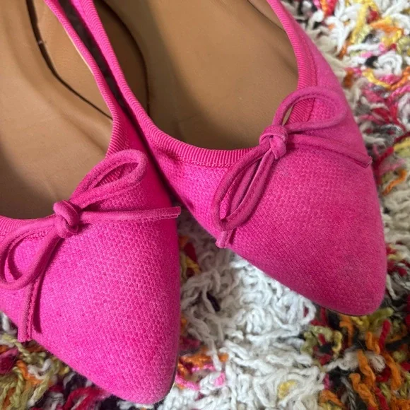 Margaux Pink Pointed Toe Bow Flats - Picture 2 of 6
